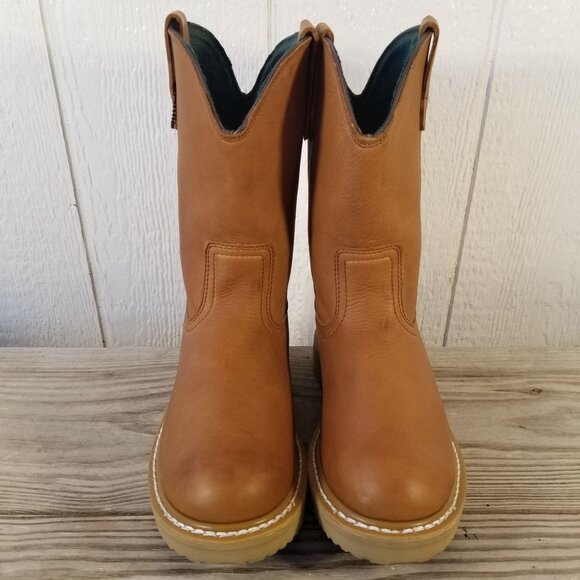 Georgia Wedge Work Wellington Mens Tan Leather Cowboy Western Boots 7.5 W G5153 - Picture 11 of 13